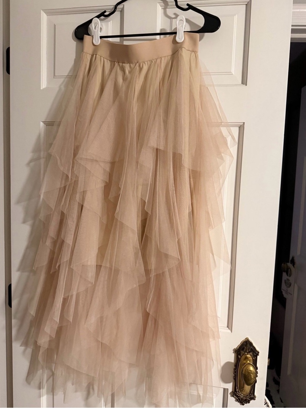 easel Layered Asymmetrical Tulle Skirt in Beige